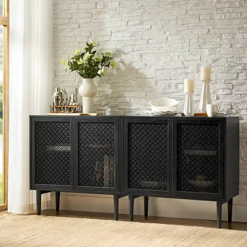 Modern Dominik 32Tall 2-Door Accent Cabinet with Light set of 2 by HULALA HOME