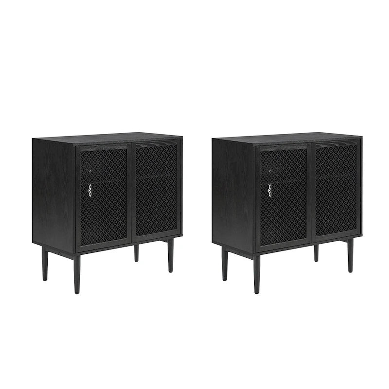 Meuble d'appoint 2 portes de 81 cm de haut avec lumières LED et portes creuses sculptées
