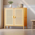 Buffet/bahut de rangement 2 portes en bambou et rotin naturel