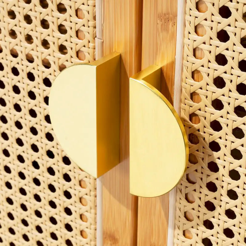 Buffet/bahut de rangement 2 portes en bambou et rotin naturel