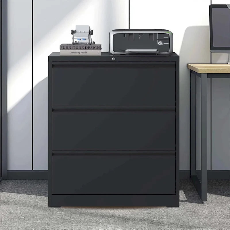3-Drawer Metal Filing Cabinet with Lock for Home Office