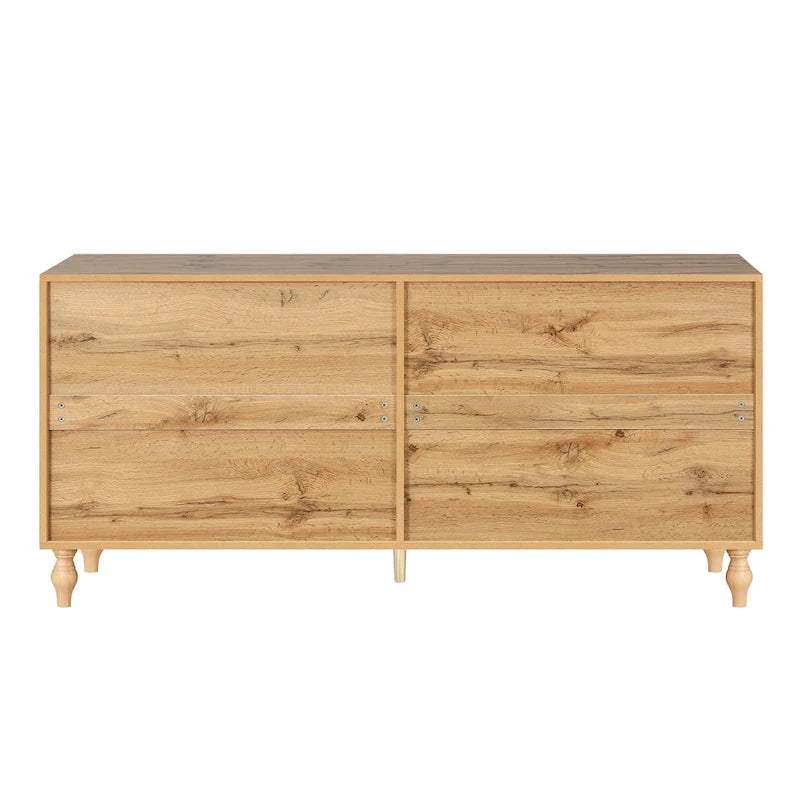 Bahut de rangement en bois sculpté fleur style bohème 4 portes noir et marron