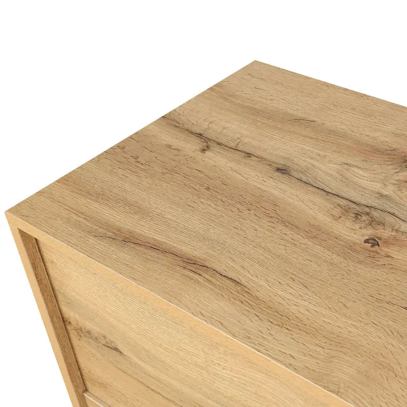 Bahut de rangement en bois sculpté fleur style bohème 4 portes noir et marron