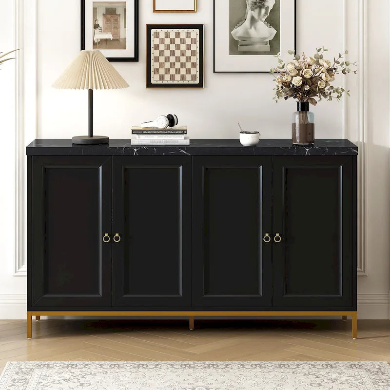 59.30Faux Marble Top and Ample Storage Buffets/Sideboard for Dining Room