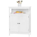 Meuble de rangement blanc pour salle de bain avec étagère réglable et étagère ouverte