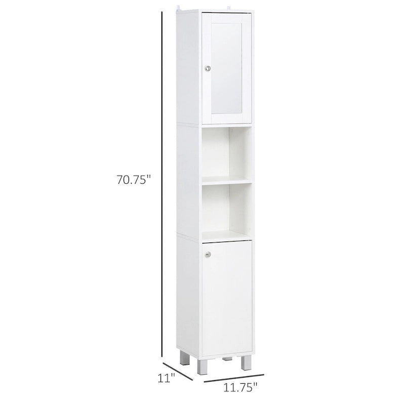 Meuble haut de salle de bain blanc autoportant avec porte miroir