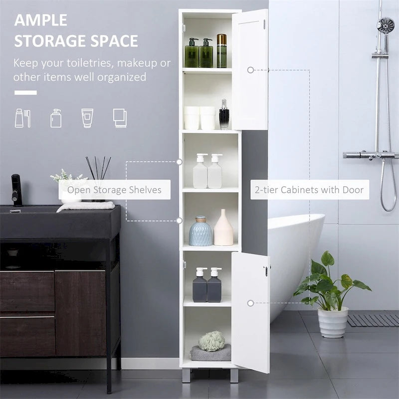 Meuble haut de salle de bain blanc autoportant avec porte miroir