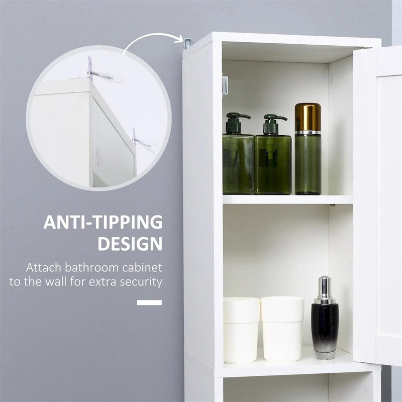 Meuble haut de salle de bain blanc autoportant avec porte miroir