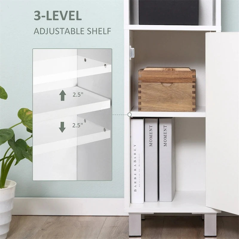 Meuble haut de salle de bain blanc autoportant avec porte miroir