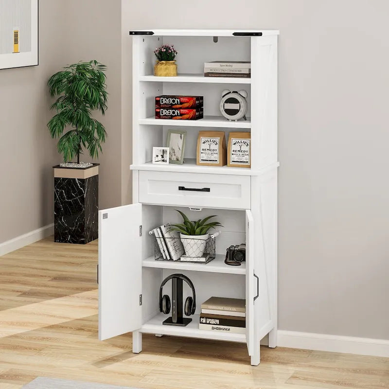 Moasis 58 Tall Storage Cabinet Bathroom Storage Cabinet with Doors and Shelves