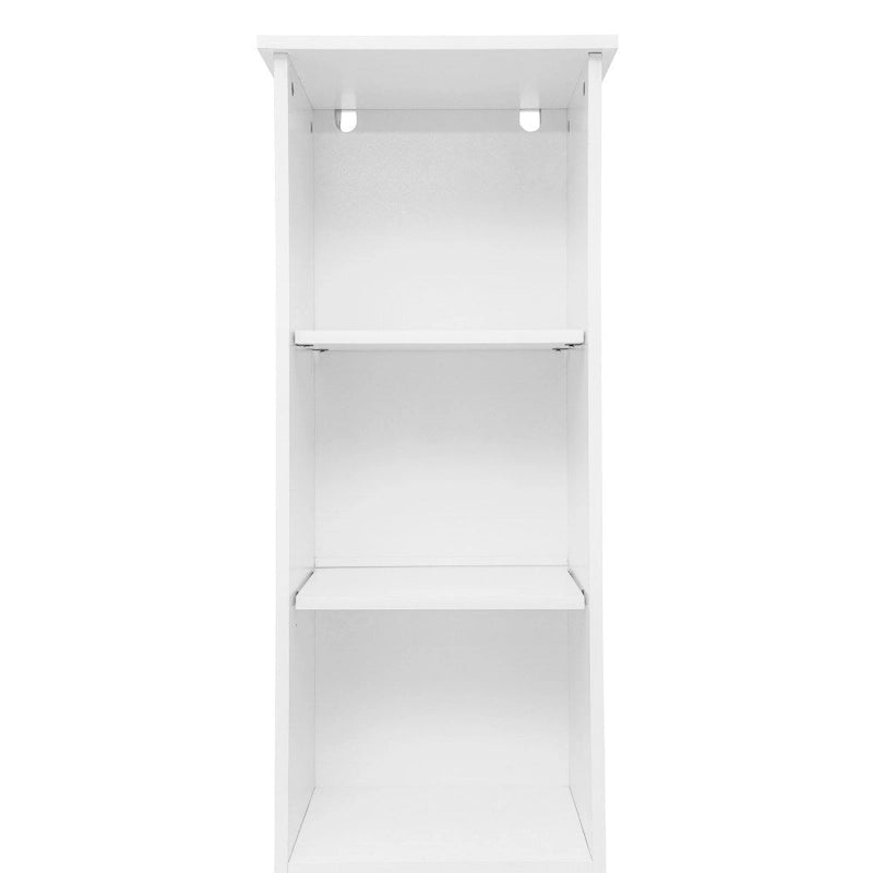 Meuble de Rangement Haut Autoportant avec Étagères Ouvertes et Porte, Blanc et Gris