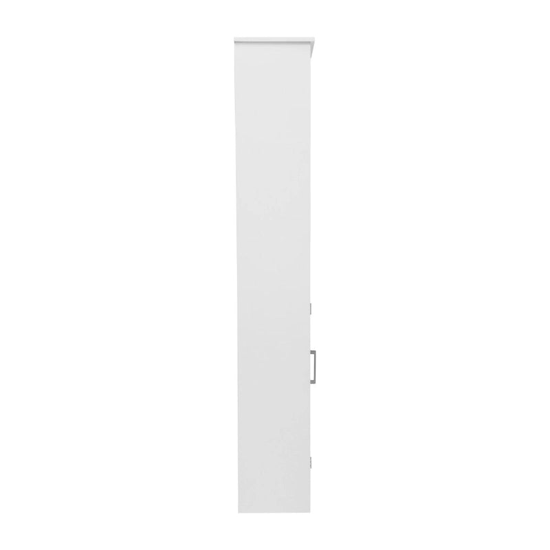 Meuble de Rangement Haut Autoportant avec Étagères Ouvertes et Porte, Blanc et Gris