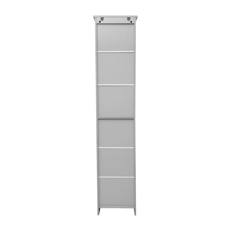 Meuble de Rangement Haut Autoportant avec Étagères Ouvertes et Porte, Blanc et Gris