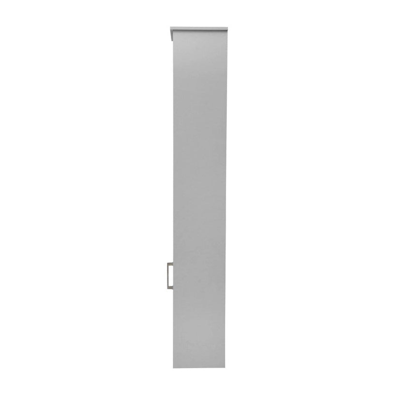 Meuble de Rangement Haut Autoportant avec Étagères Ouvertes et Porte, Blanc et Gris