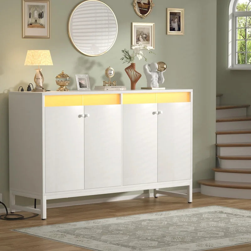 Buffet 4 portes Accent avec éclairage LED et prise de courant