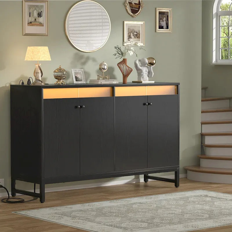 Buffet 4 portes Accent avec éclairage LED et prise de courant