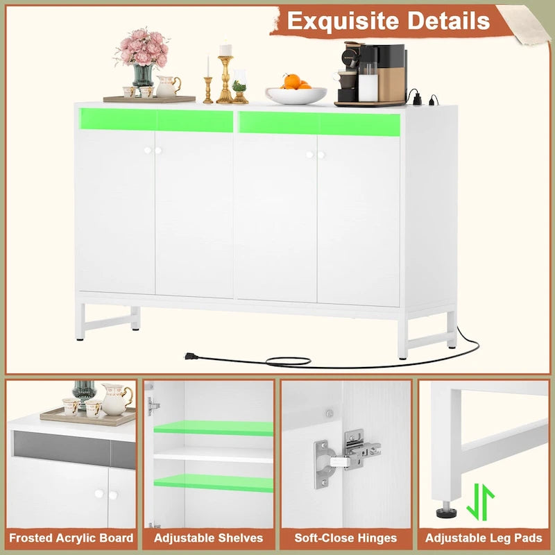 Buffet 4 portes Accent avec éclairage LED et prise de courant