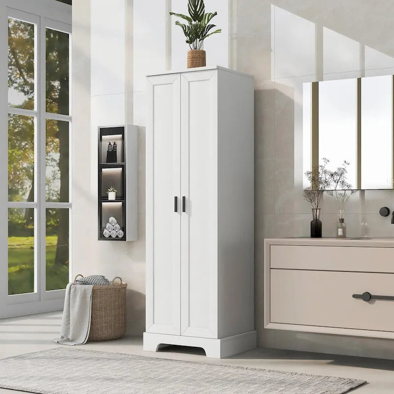 Meuble de rangement haut avec deux portes et étagères réglables Noir Blanc Marron