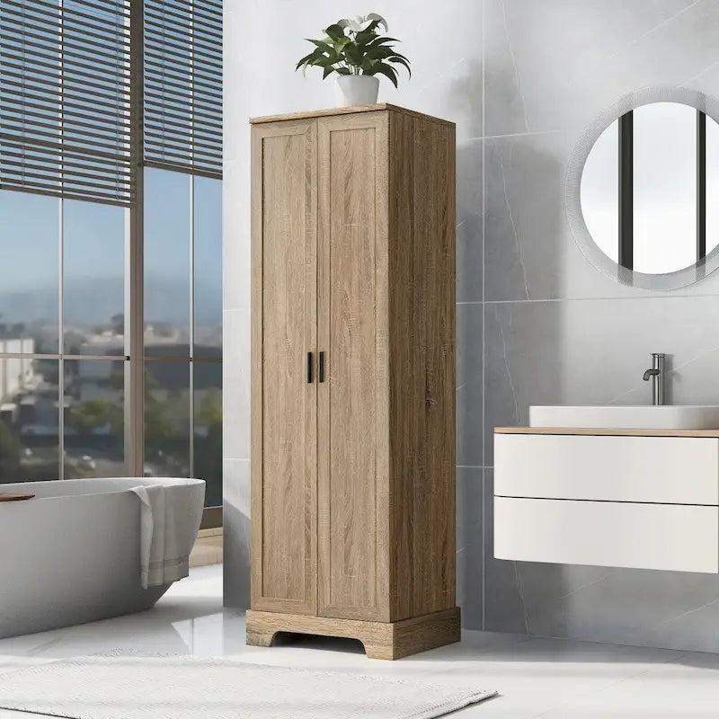 Meuble de rangement haut avec deux portes et étagères réglables Noir Blanc Marron