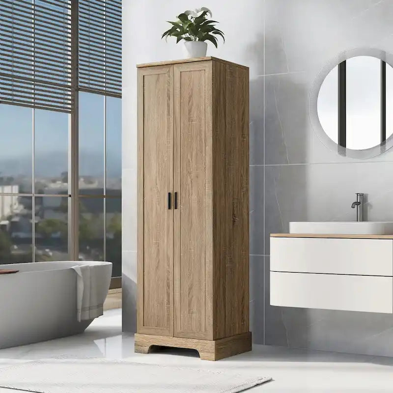 Meuble de rangement haut avec deux portes et étagères réglables Noir Blanc Marron
