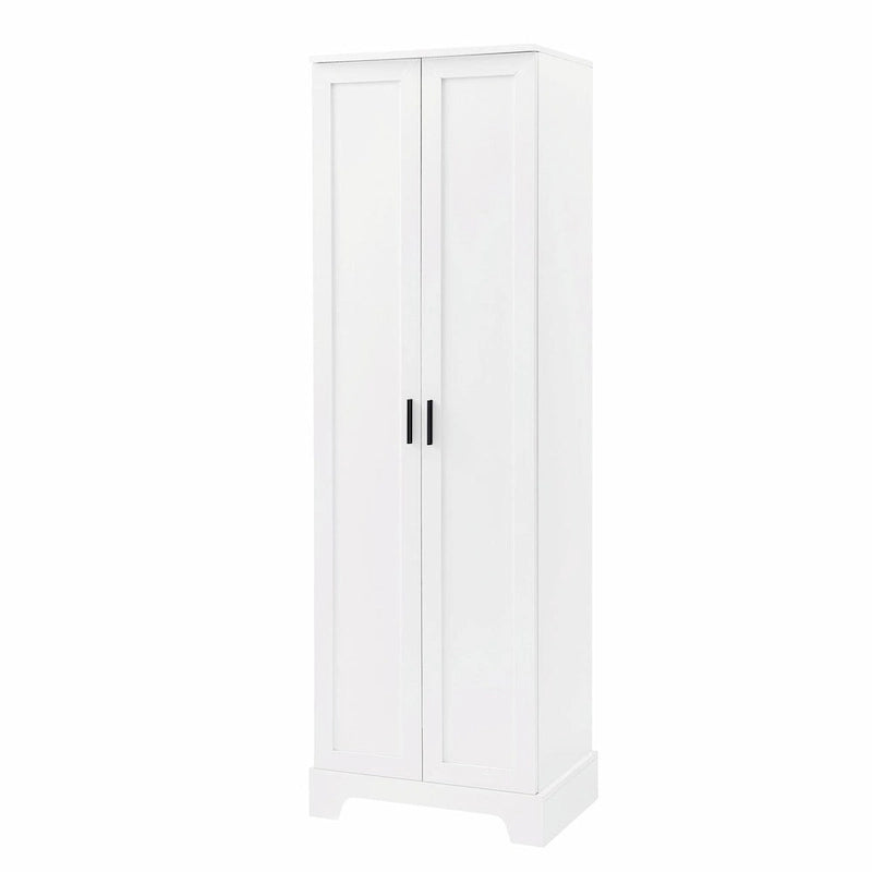 Meuble de rangement haut avec deux portes et étagères réglables Noir Blanc Marron
