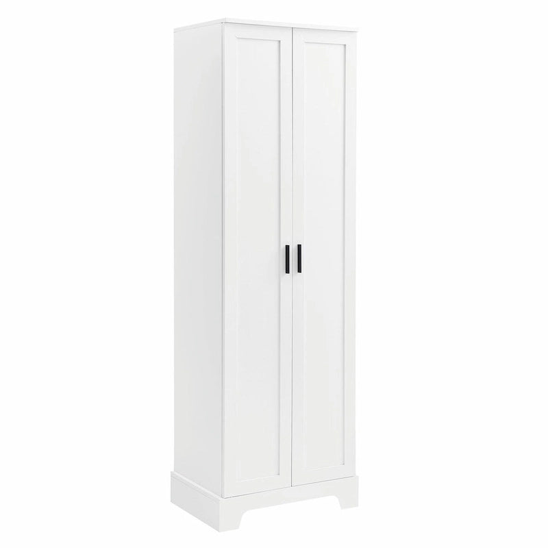 Meuble de rangement haut avec deux portes et étagères réglables Noir Blanc Marron
