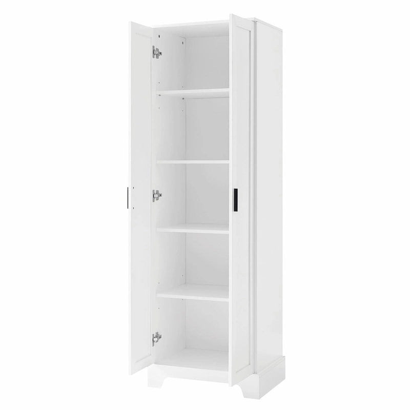 Meuble de rangement haut avec deux portes et étagères réglables Noir Blanc Marron
