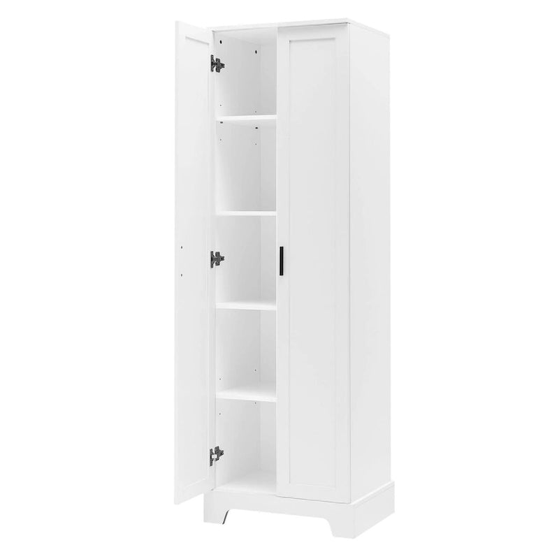 Meuble de rangement haut avec deux portes et étagères réglables Noir Blanc Marron