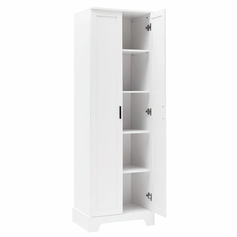 Meuble de rangement haut avec deux portes et étagères réglables Noir Blanc Marron