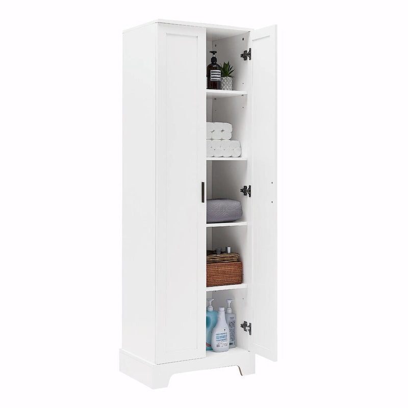 Meuble de rangement haut avec deux portes et étagères réglables Noir Blanc Marron
