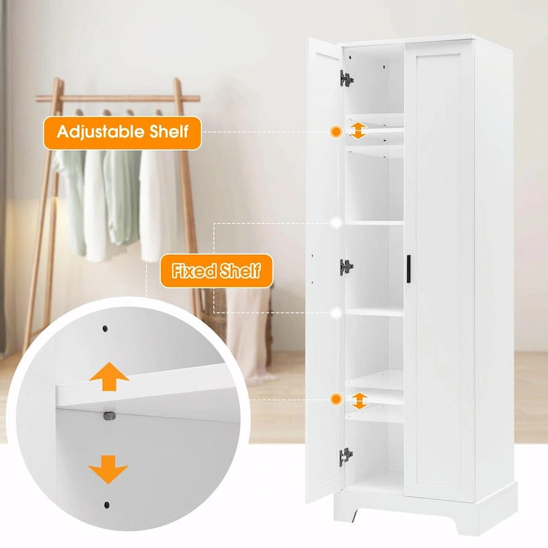 Meuble de rangement haut avec deux portes et étagères réglables Noir Blanc Marron