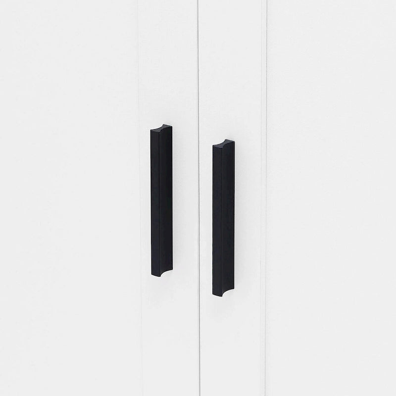 Meuble de rangement haut avec deux portes et étagères réglables Noir Blanc Marron