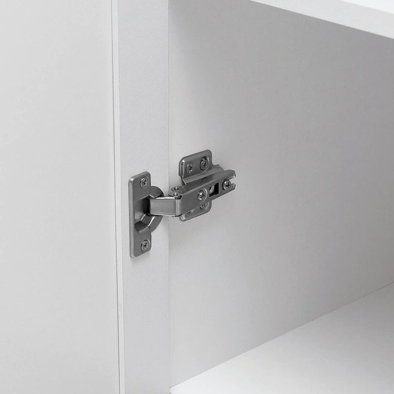 Meuble de rangement haut avec deux portes et étagères réglables Noir Blanc Marron