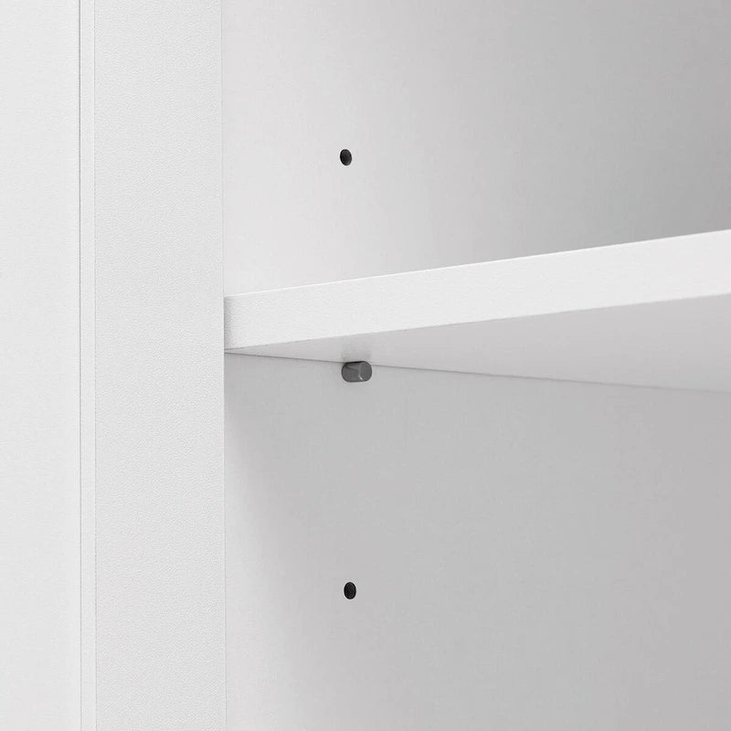 Meuble de rangement haut avec deux portes et étagères réglables Noir Blanc Marron