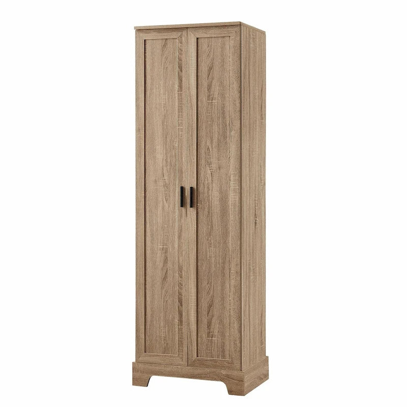 Meuble de rangement haut avec deux portes et étagères réglables Noir Blanc Marron