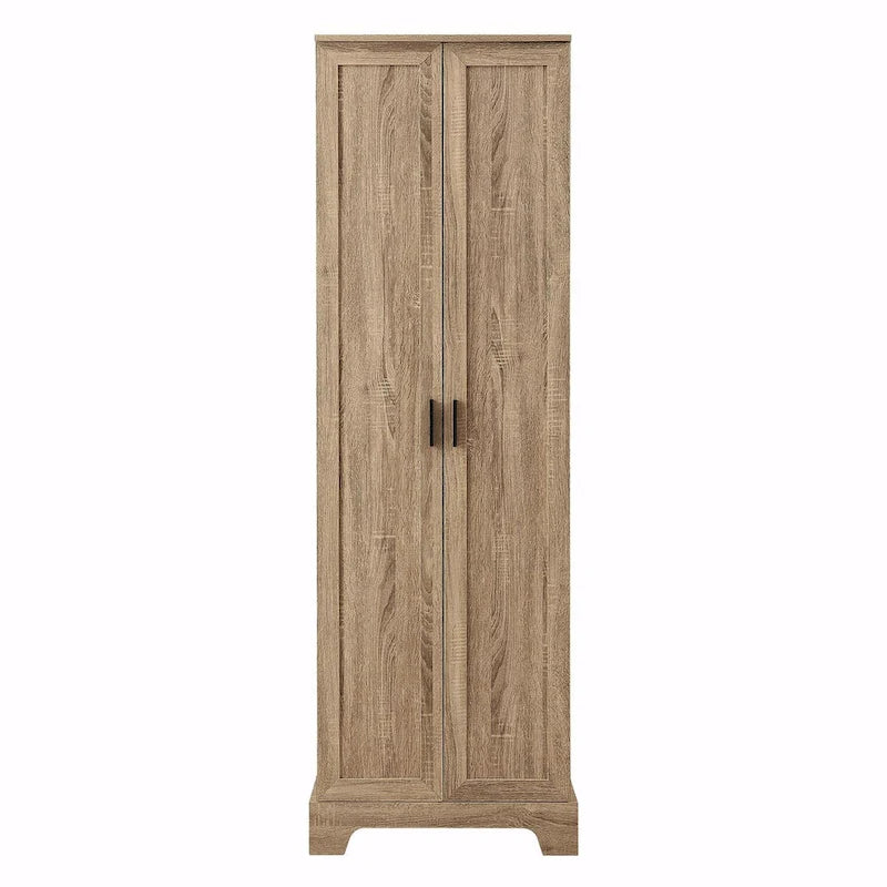 Meuble de rangement haut avec deux portes et étagères réglables Noir Blanc Marron