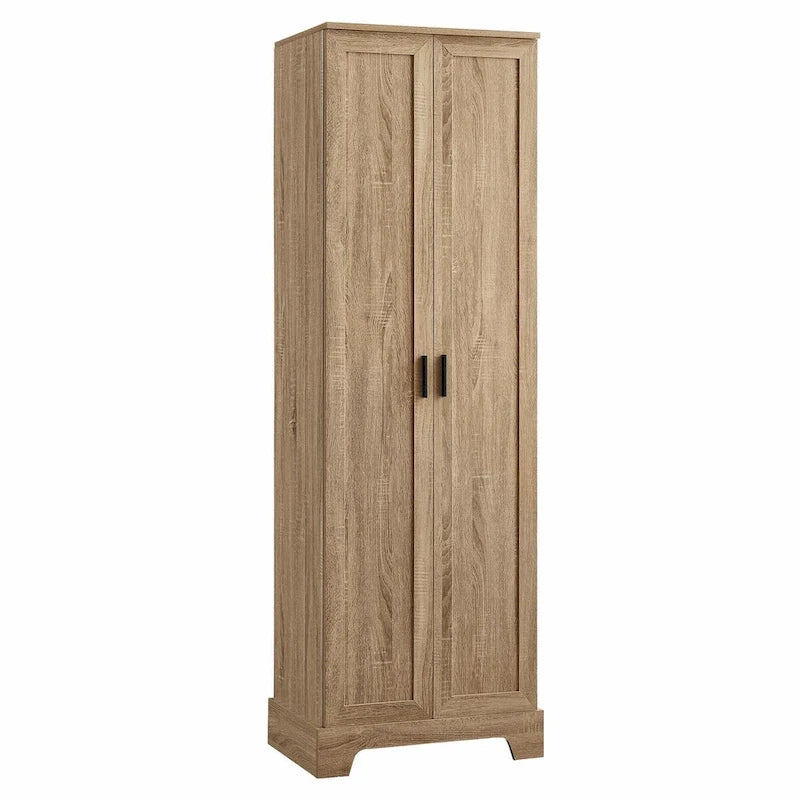 Meuble de rangement haut avec deux portes et étagères réglables Noir Blanc Marron