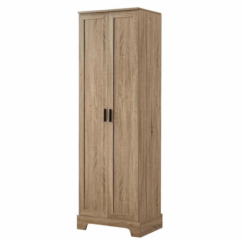 Meuble de rangement haut avec deux portes et étagères réglables Noir Blanc Marron
