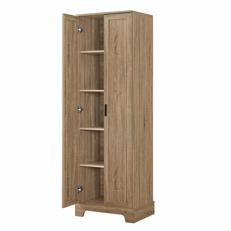 Meuble de rangement haut avec deux portes et étagères réglables Noir Blanc Marron