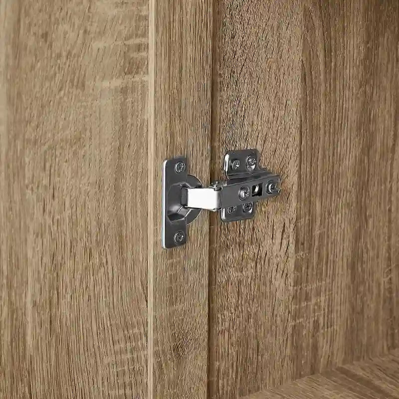 Meuble de rangement haut avec deux portes et étagères réglables Noir Blanc Marron