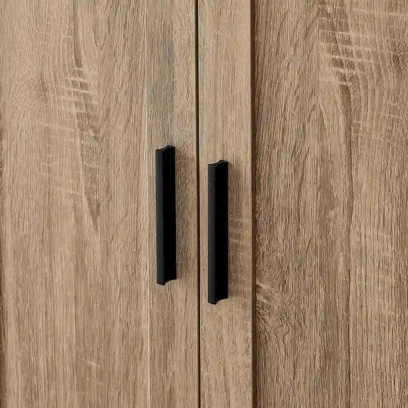Meuble de rangement haut avec deux portes et étagères réglables Noir Blanc Marron