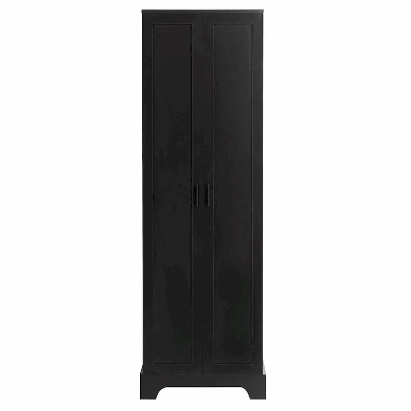Meuble de rangement haut avec deux portes et étagères réglables Noir Blanc Marron