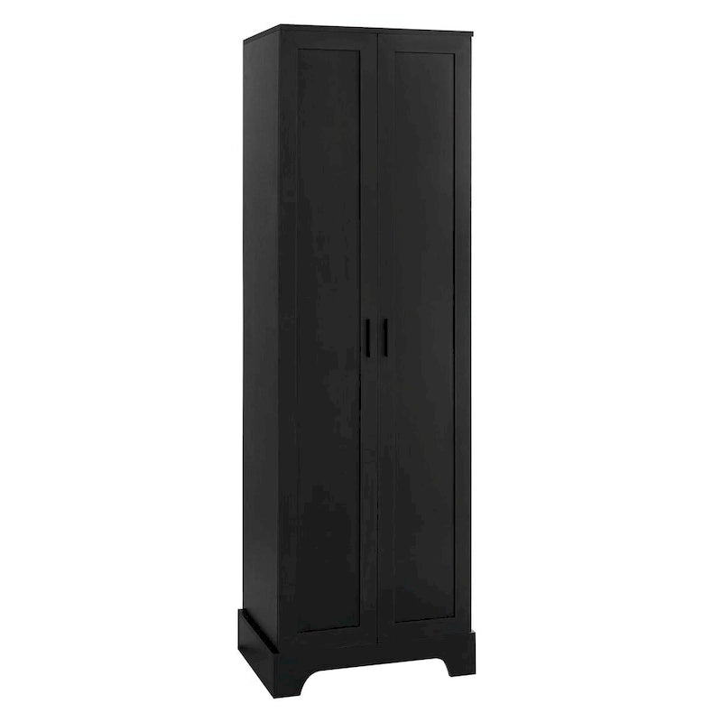 Meuble de rangement haut avec deux portes et étagères réglables Noir Blanc Marron