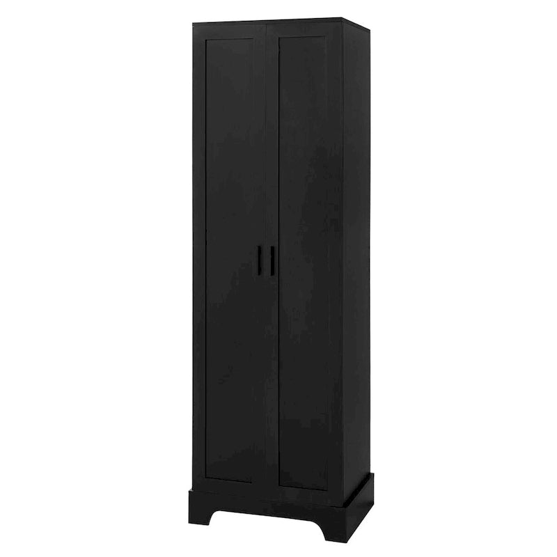 Meuble de rangement haut avec deux portes et étagères réglables Noir Blanc Marron